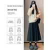 2024 New High Waist Black Woolen Pleated Midi Skirt for Autumn/Winter