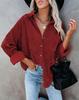 Damer Casual Manchestervårdblus Randig Damer Skjortjacka Vintage Knapp Ficka Lös Mode Blusar Toppar Plus Size