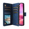 For iPhone 17 Case Zipper Wallet Multiple Card Slots Leather Phone Cover with Wrist Strap