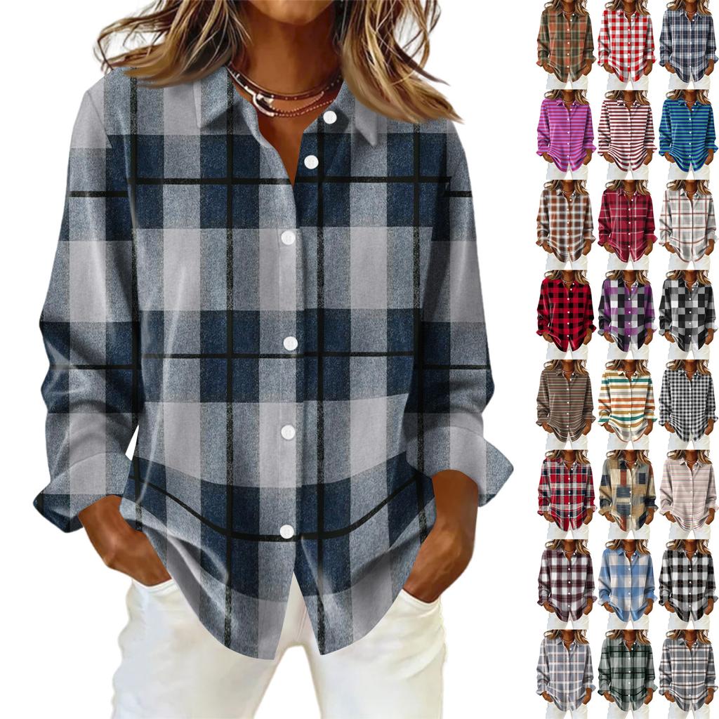 Women's Shirt Blouse Christmas Print Button Long Sleeve Casual Basic Shirt Collar Regular Top