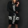 Cappotto lavorato a maglia maglione da donna con monogramma cardigan lungo con cappuccio