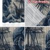 2D FLAT PRINTING 2pcs Curtains (Without Rod) Giant Octopus Surrounds Ship Pattern Modern Curtains Polyester Easy Install