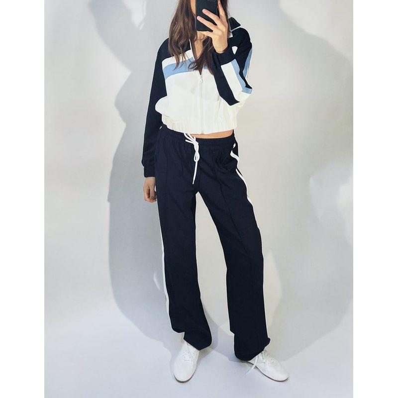 Spring New Preppy Bomber Jacket Outerwear 7484122 Side Strap Jogging Pants 7484022