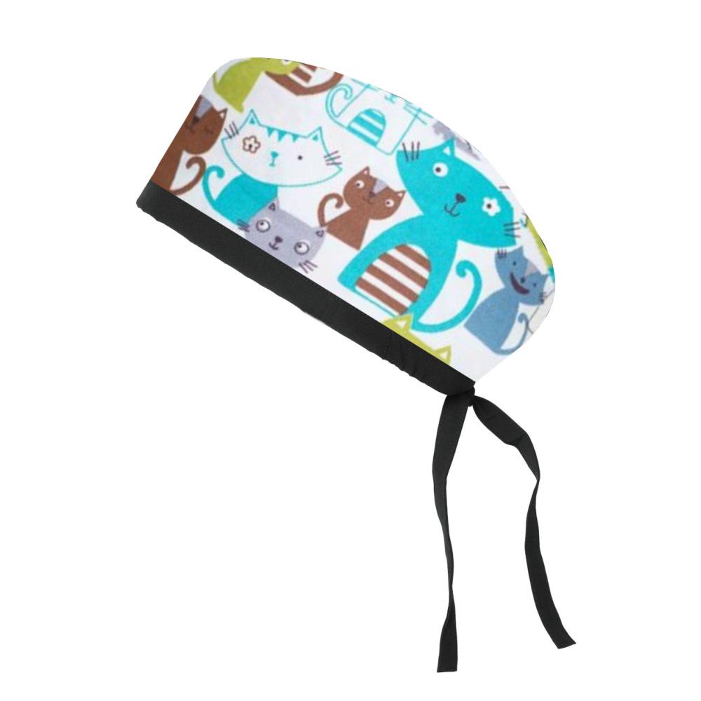 Adjustable Cotton Surgical Cap with Cartoon Print for Women and Men