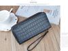 Damen Krokodilmuster Lang Doppelreißverschluss Geldbörse Clutch mit Großer Kapazität