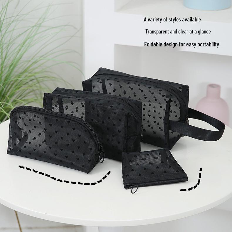 Custom Transparent Mesh Makeup Bag - Large Capacity, Portable Toiletry and Cosmetic Storage Bag for Women
