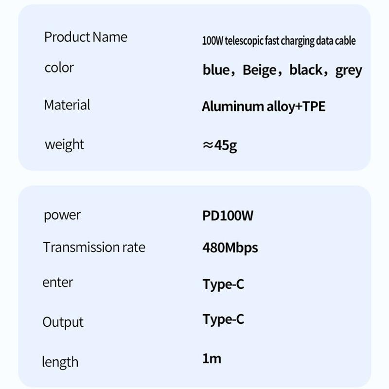 VAORLO Retractable 100W Fast Charging Cable Type C Data Cable For iphone 15/16series Samsung Laptop Tablets PD 3.0 Fast charging