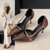 Fashion Design Pointed Stiletto Heel Stone Pattern High Heels Women's 2025 New Spice Girls Belt Buckle Hollow Sandals