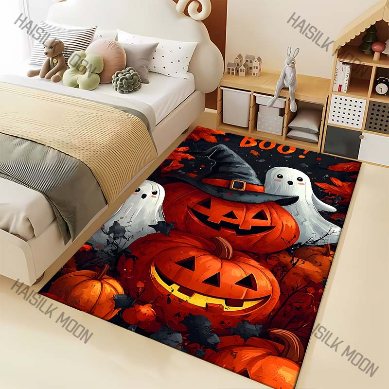 

Pumpkin Head Ghost Print Carpet for Living Room Bedroom Bedside Floor Mat Cloakroom Sofa Area Rugs Large Size 40x60cm
