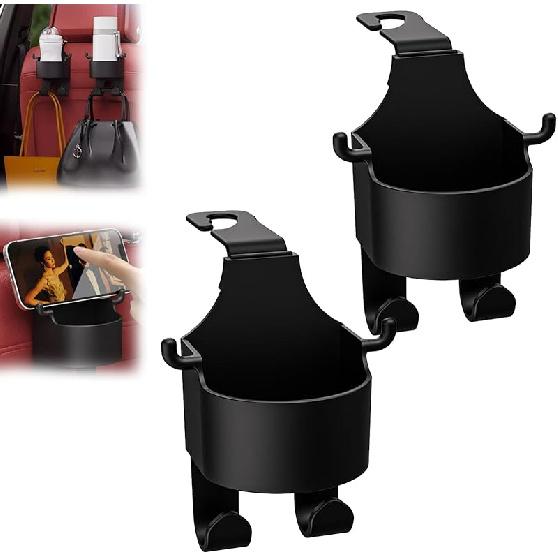 Multifunctional Hook For Car Seat Back, Back Seat Cup Holder With Hooks, Multifunction Seat Cup Holder Hook For Car (2) 2