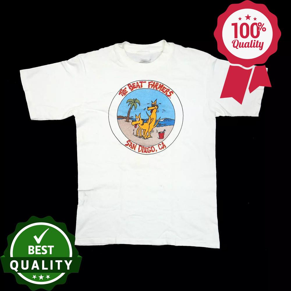 Vintage THE BEAT FARMERS San Diego California Shirt White Unisex S-5XL Unisex T-Shirt L