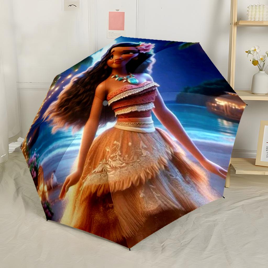 Moana And Maui's Adventure Compact Travel Automatic Umbrella Compact & Durable 8-Rib Design Durable Plastic & Iron Perfect for Outdoor Adventures