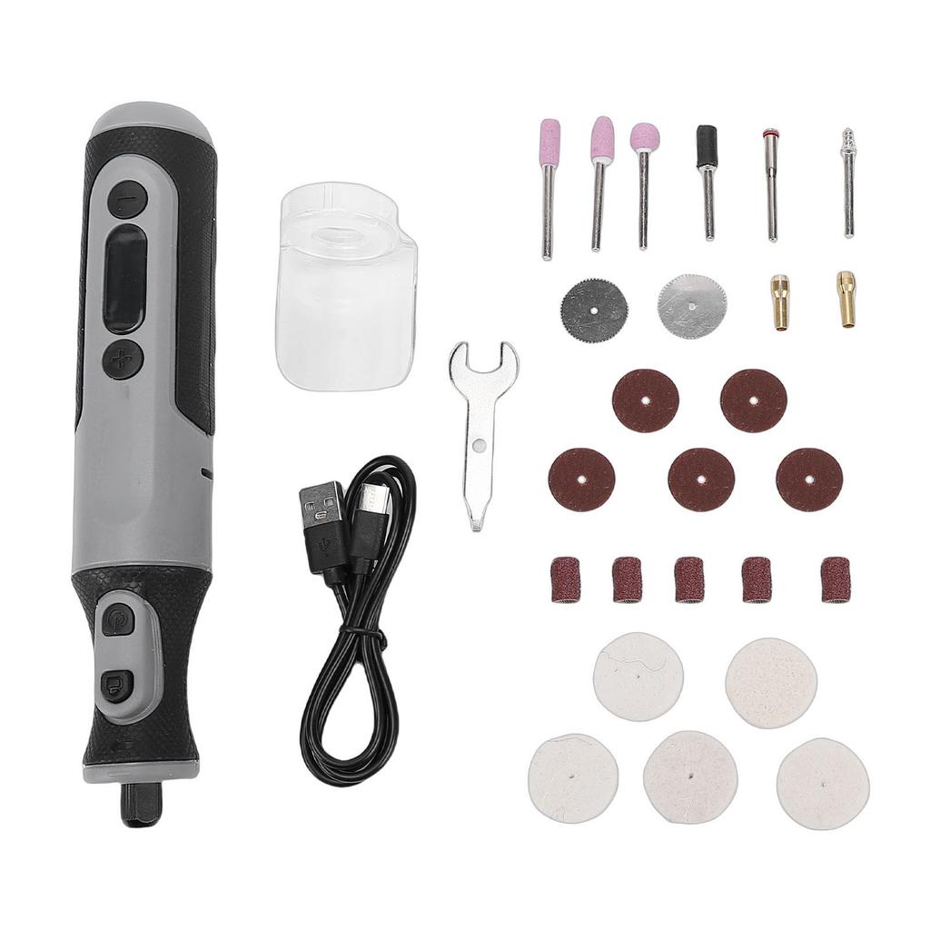 Electric Polisher Kit Handheld Cordless Sanding Drilling Tool Kit for Woodworking Built in 1300mAh Battery 4V Digital