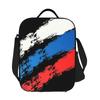 Russia Flag Russian Pride Insulated Lunch Bag for Women Thermal Cooler Bento Box Office Work School
