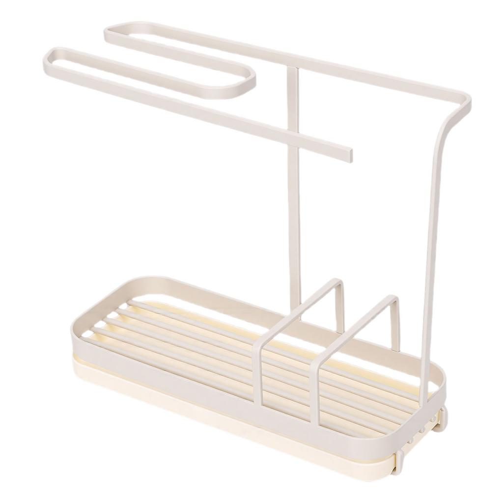 Kitchen Sink Multifunctional Metal Sponge Soap Brush Storage Rack with Towel Holder
