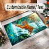 Leopard Theme Crystal Velvet Floor Rug Personalized Custom Name Text Warm Carpet Home Decoration