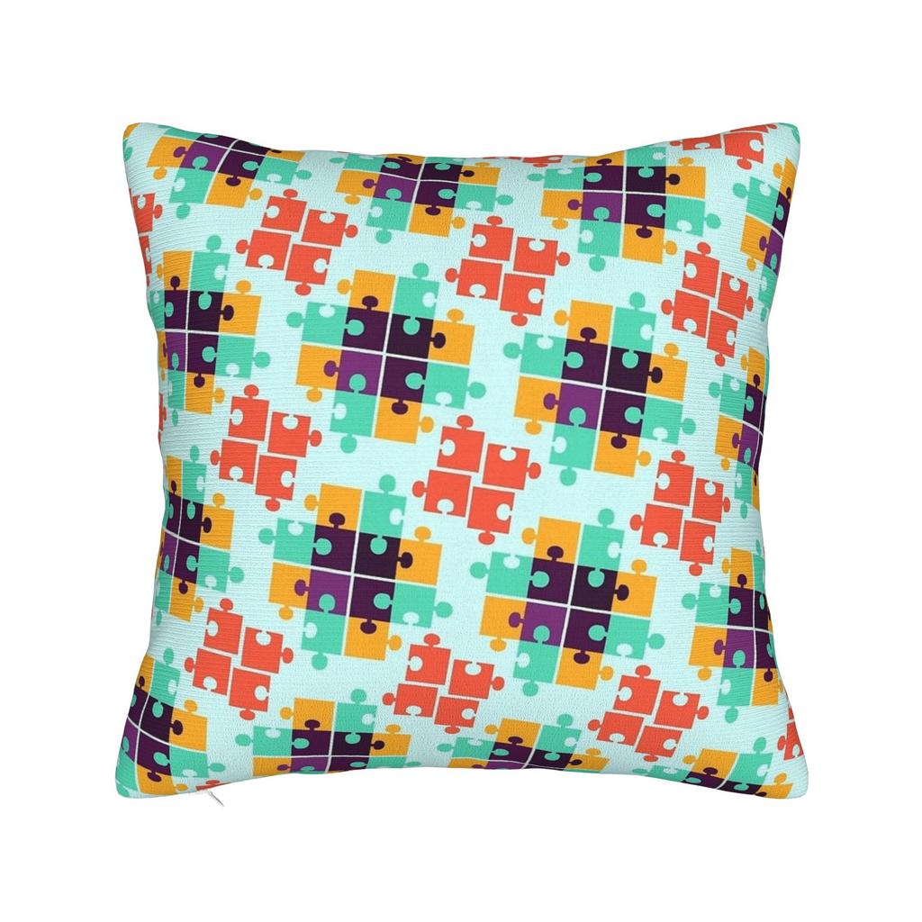 Autism Awareness Blue Puzzle Piece Pattern Pillow Case Graphic Pillow Cover For Sofa Bedroom Home Decor Fashion Pillowcases