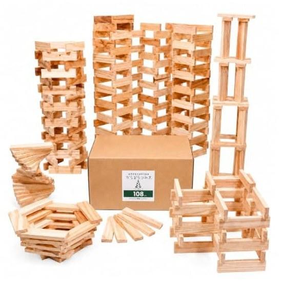 Karakaratsumiki Bausteine Holz Made Japan 240 Teile 100 Präfektur Miyazaki Zeder Unbemalt Pädagogisches Spielzeug Montessori 4 Jahre Geschenk