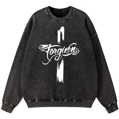 The Cross Of Jesus Woman Vintage Washed Cotton Sweatshirt Simple Pullover Autumn Thin Style Hoodie