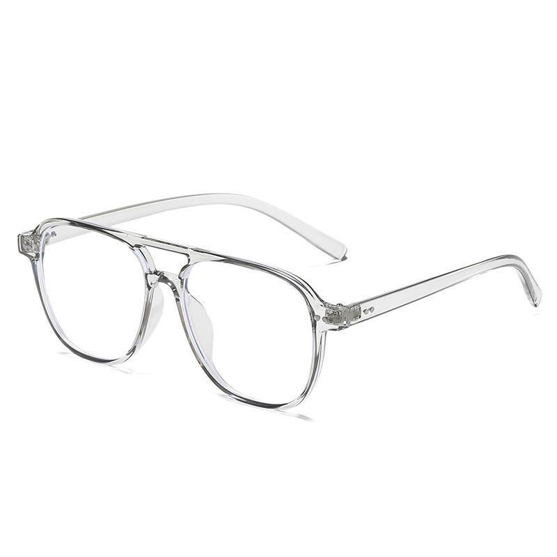Double Beam Pilot Glasses Frame Anti-Blue Transparent Frame Tr90 Glasses Men'S And Women'S Rivets Decorative Flat Glasses
