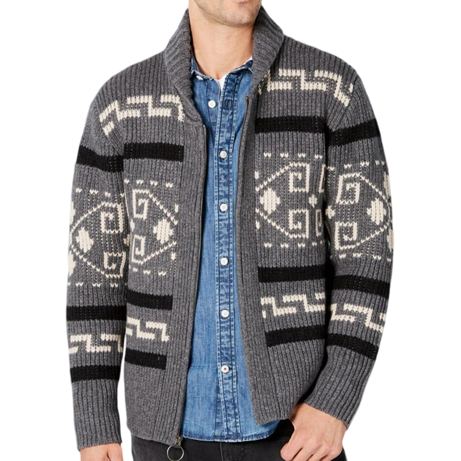 

Men s Trend Leisure Loose Adding Fleece Outerwear Cardigan Knitting Sweater Coat XXL