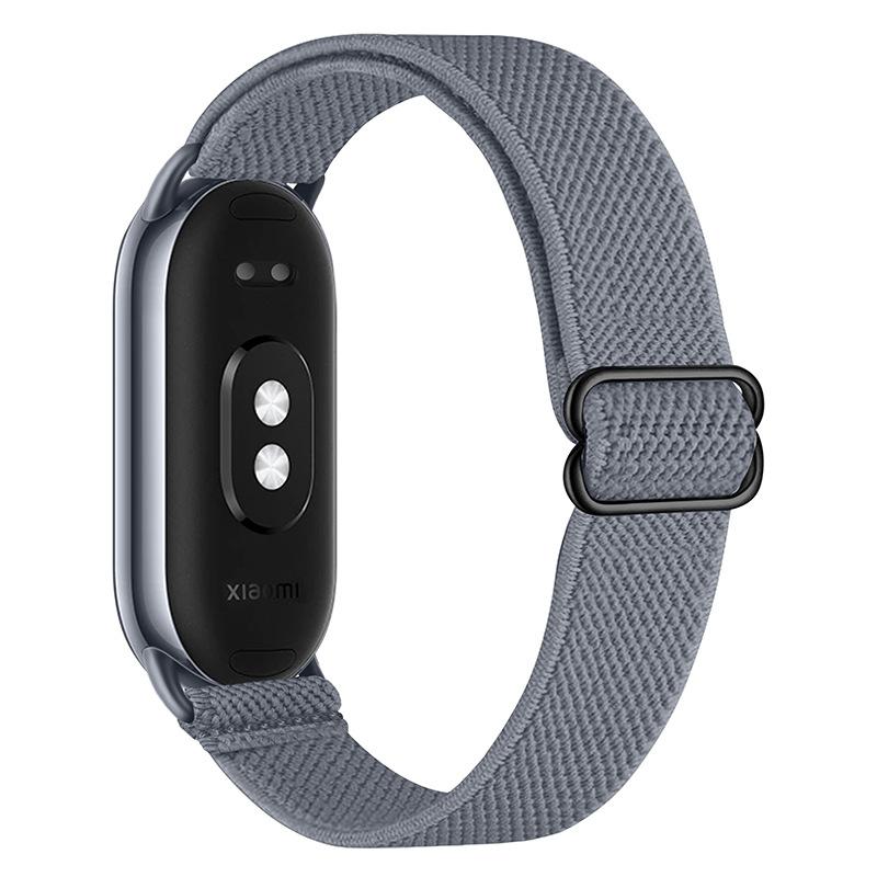 

Braided Strap for Xiaomi Mi Band 8 Elastic Nylon Solo Loop Adjustable Watchbands Replacement Correa Bracelet for Miband 10/9/8 For XiaoMi Band 10 сірий колір