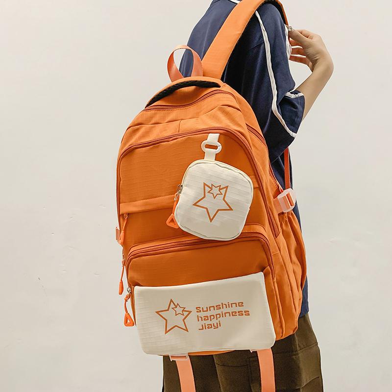 Звездный принт школьный рюкзак женский цветной блок большой емкости рюкзак — фото 4