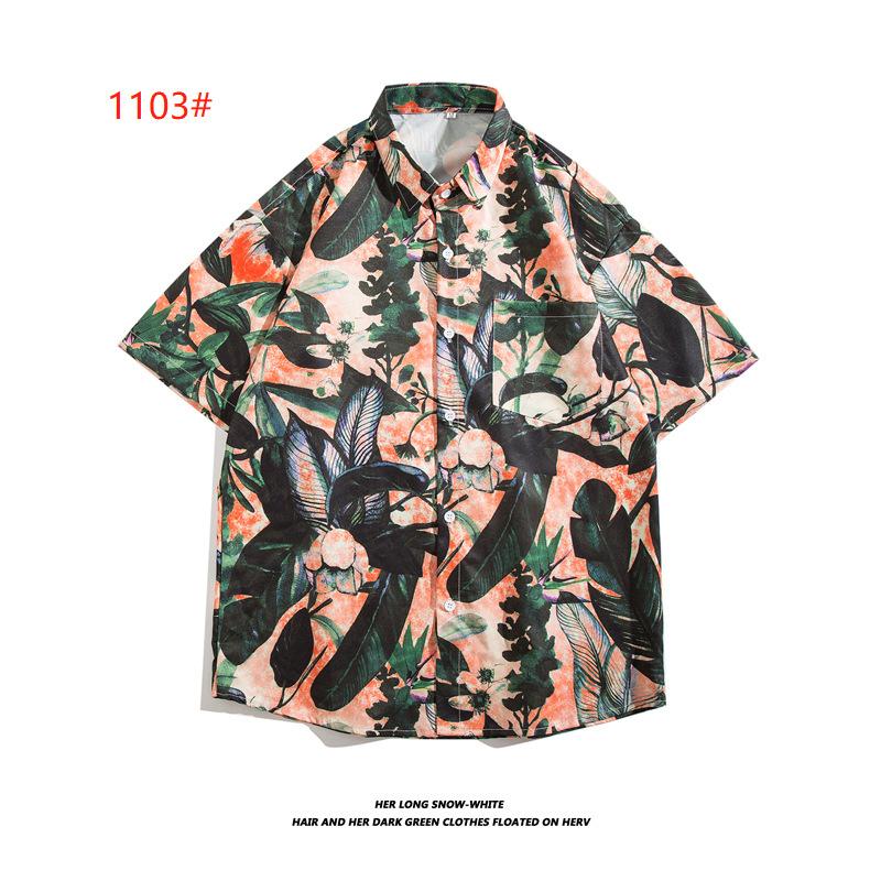 Hong Kong-style retro floral shirt for men, summer 2026, niche loose-fitting trendy top