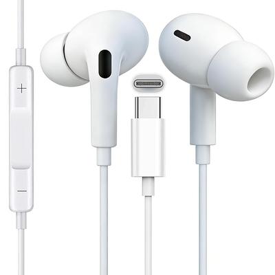 Type C Earphones Wired 2026 Upgraded Version HIFI Microphone Remote Volume Control Tangle-free 0 Delay Ergonomic Waterproof High Durability Compatible