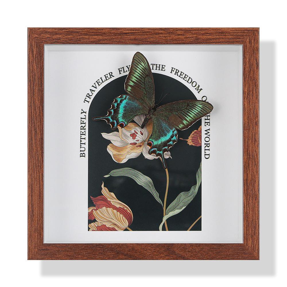 High-End Butterfly Specimen Photo Frame - Wooden Insect Decoration, Perfect for Home, Christmas, or Birthday Gifts