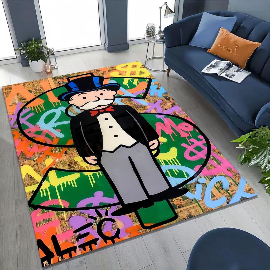 Rich Cartoon Monopoly Dollar Game Money Rug for Bedroom Living Room Sofa Home Doormat Decor,Large Kids Play Non-slip Floor Mat