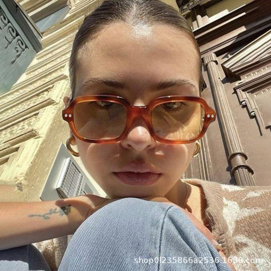 Rice nail square sunglasses new sunglasses European and American fashion versatile sunglasses ins Internet celebrity concave shape