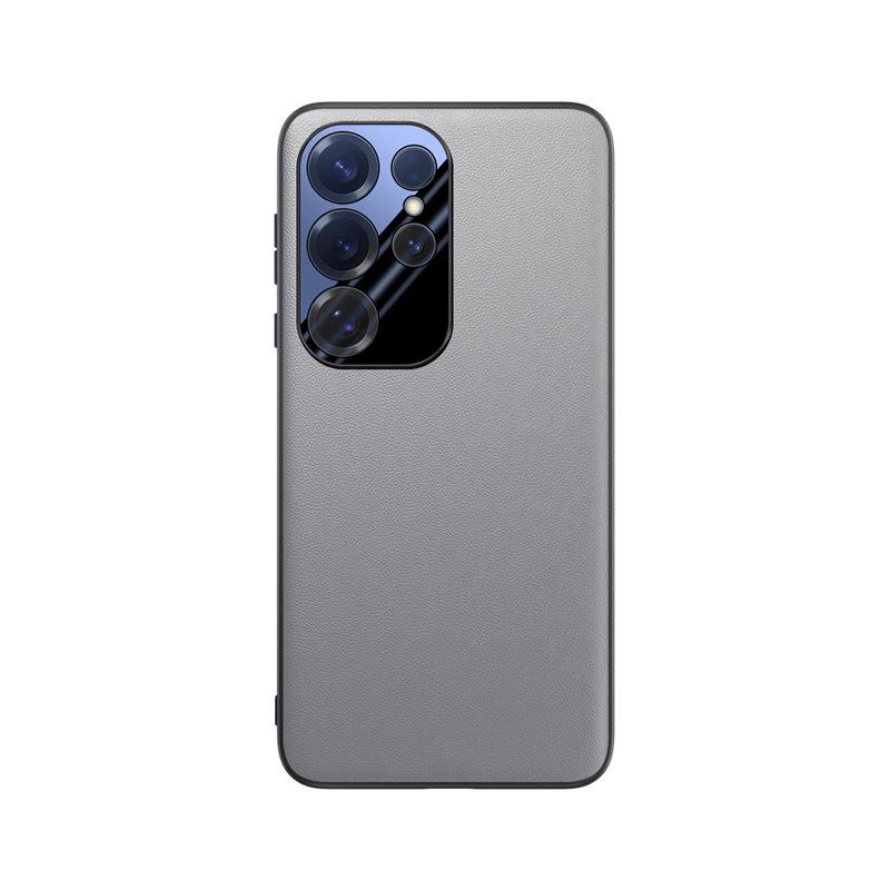Suitable for Samsung S25ultra Mobile Phone Case Full-inclusive Lens Samsung Business Men S25plus High-end Plain Leather Case