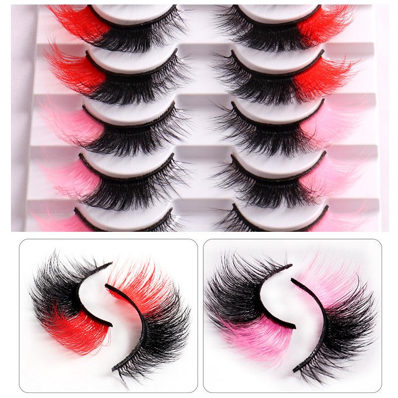 High Imitation Color Fried Hair Mink Hair False Eyelashes Grafted Eyelashes Dense Curled Eyelashes