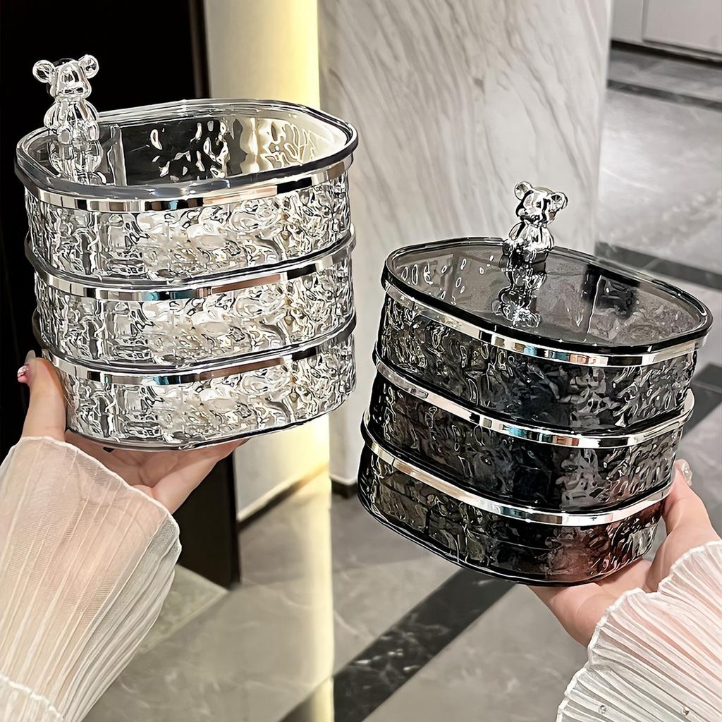 Rotating Earring Jewelry Storage Box Hairpin Scrunchie Necklace Stud Dust Box