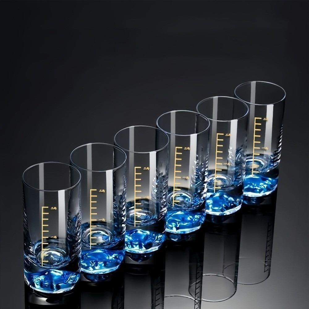 6 PCS/SET Bar Tool Transparent Shot Glass Thickened Cup Base Decorative Vodka Cup With Scales Liquor Glass Chinese Spirits