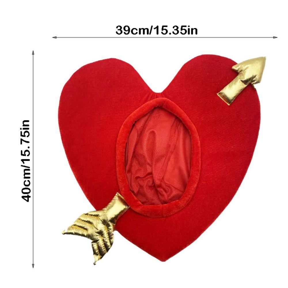 Kids Toys Gifts Red Heart Shaped Hat Creative Warm Pullover Hat Funny Headgear Cupid's Arrow Hat Holiday Celebration