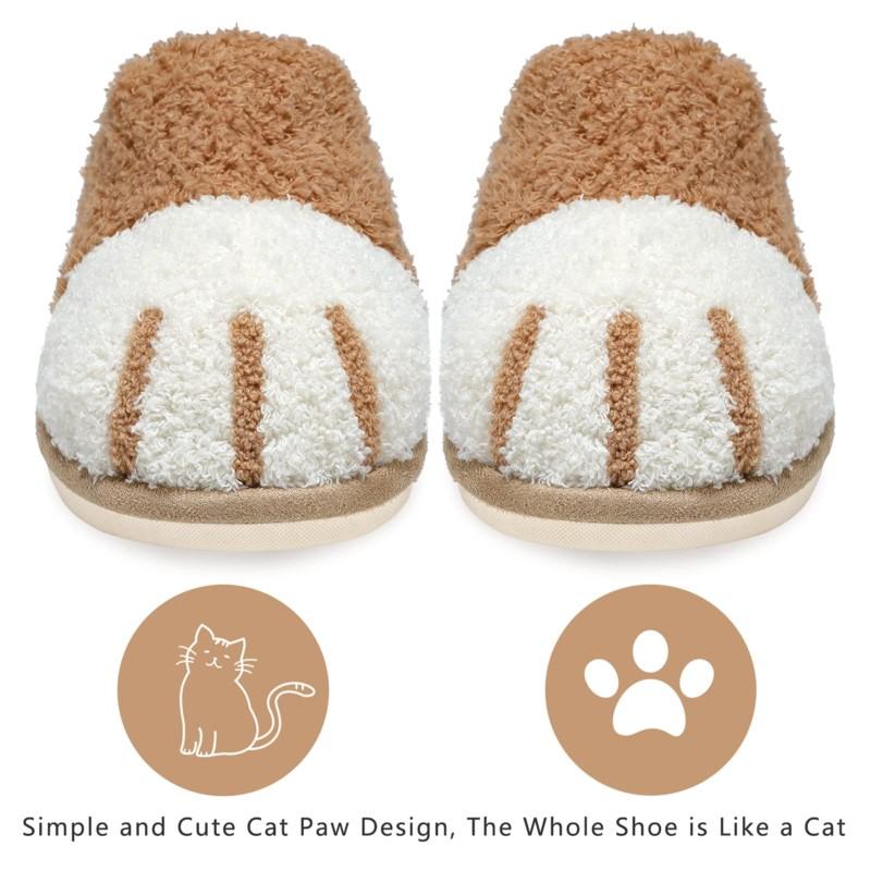 Fashion Litfun Winter Fuzzy Slippers Women Cute Animal Slippers House Warm Fur Slippers Couples Bedroom Non-Slip Indoor Fluffy Slippers