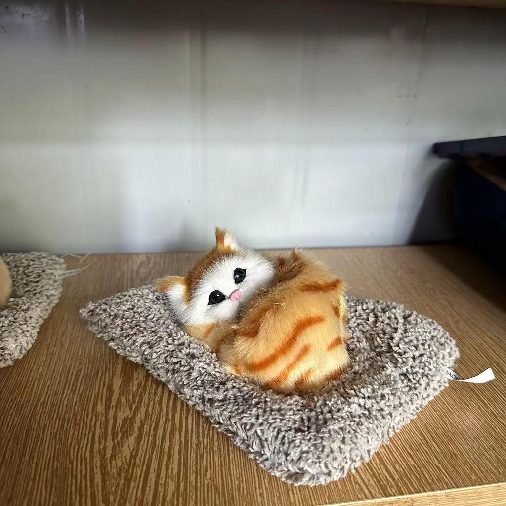 Handmade Bamboo Charcoal Meowing Cat Figurine for Home or Car Decoration