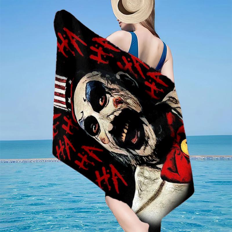 Horror Clown Laughing Beach Towel, Super Soft Microfiber, Gift for Her/Him, Birthday, for Pool, Beach, Travel, Home Decor Fan gifts