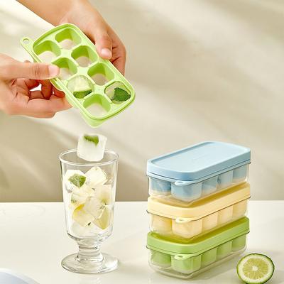 Press Type Ice Cubes Molds Plastics Ice Cube Maker Tray Mold With Lid Bar Kitchen Accessories Leak-Proof Ice Mold For Drinks
