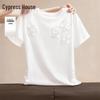 Damen Sequin Rundhals Kurzarm T-Shirt