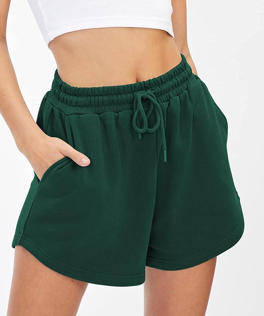 Grenzüberschreitende unabhängige Station Amazon Mode Damen Sportshorts lässig locker Sommer mittlere und hohe Taille einfarbige Shorts Damen