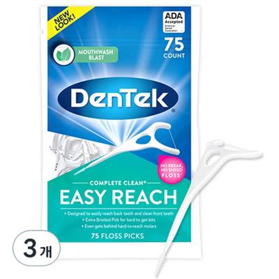 Dentech Complete Clean Easy Rich Interdental Floss for Molars, 75 Pieces, 3 Pieces
