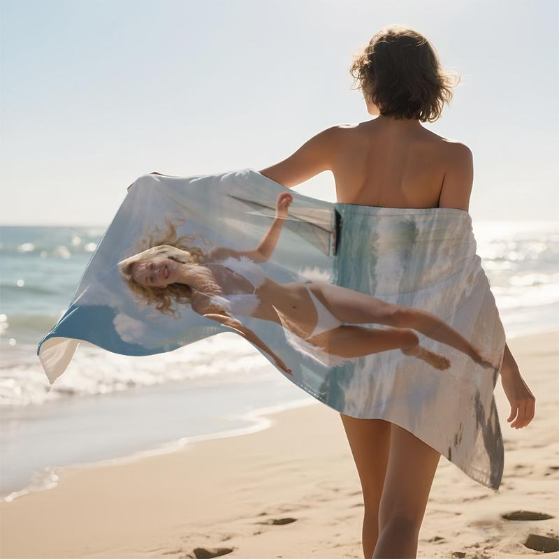 Bikini Beauty Pattern Beach Towel Soft Microfiber Quick Dry Sand Free for Swimming Yoga Camping Travel