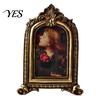 Crack Resistant Frame Vintage Picture Frame, Gold-Tone Round Oval Photo Arched Retro Exquisite Detail for Wall Hanging or Tabletop Display Home Decor