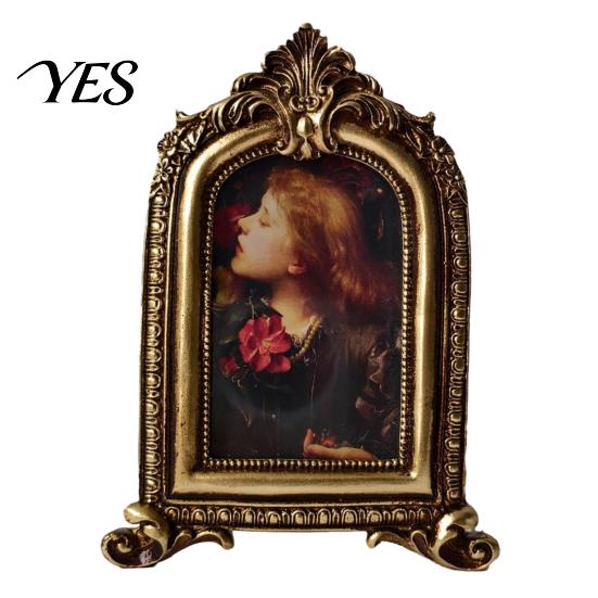 Crack Resistant Frame Vintage Picture Frame, Gold-Tone Round Oval Photo Arched Retro Exquisite Detail for Wall Hanging or Tabletop Display Home Decor