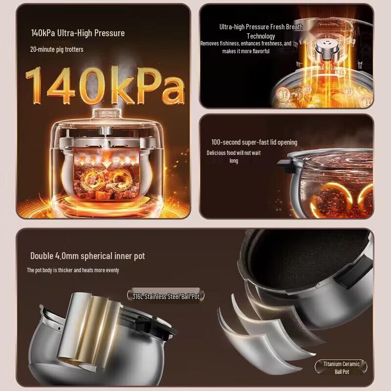 SUPOR 5L Multi-function Electric Pressure Cooker CN plug (adapter included)