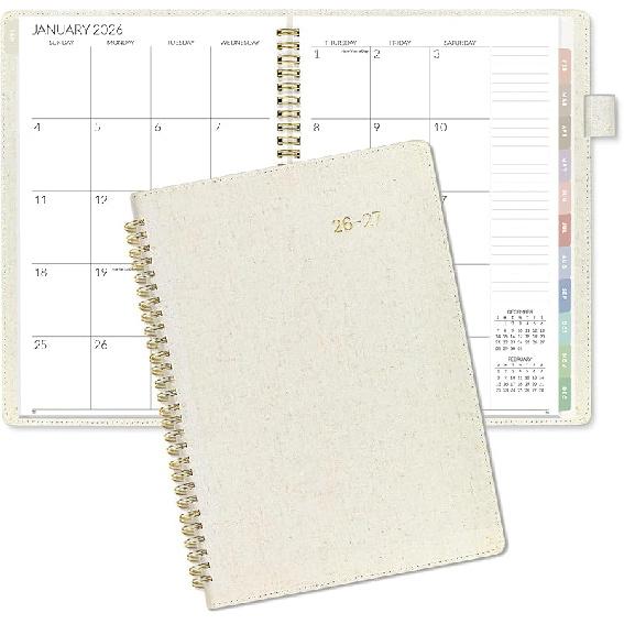 SUNEE 2026-2027 Monthly Planner 7.3 x10.1  - 2-Year (Jan 2026 - Dec 2027), Vegan Leather Cover Monthly Planner Year Calendar, Black бежевый
