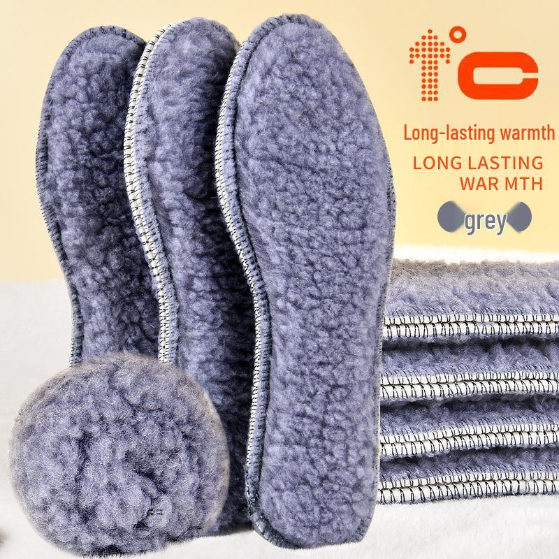 Breathable, warm fleece-lined winter insoles with sweat-absorbing, cold-proof imitation lamb's wool.